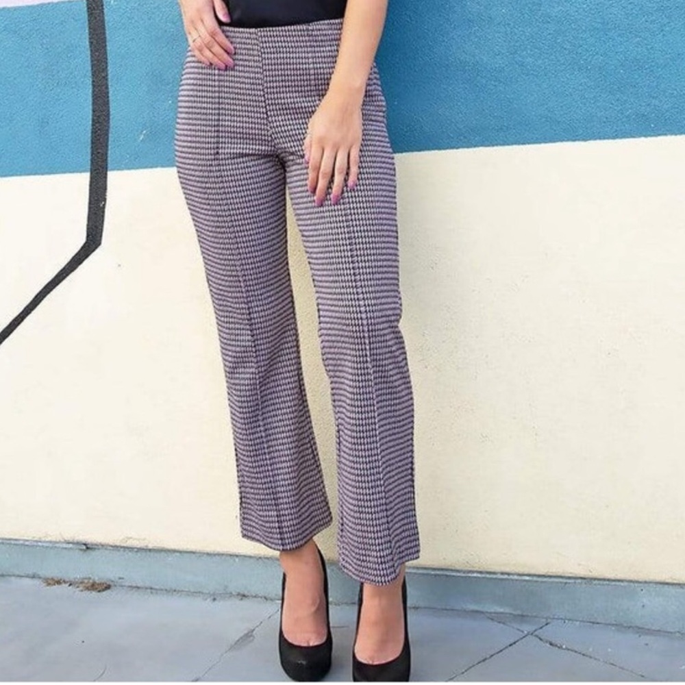 Anthropologie Purple Check Ankle Cropped Pants